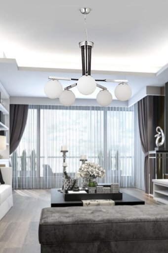 Apliqa Abbey 4'lü Gümüş Küre Modern Metal Salon-Oturma Odası Avize