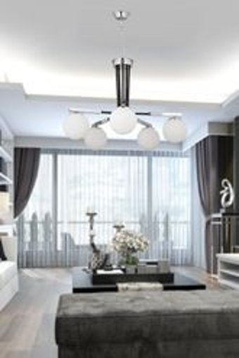 Apliqa Abbey 4'lü Gümüş Küre Modern Metal Salon-Oturma Odası Avize
