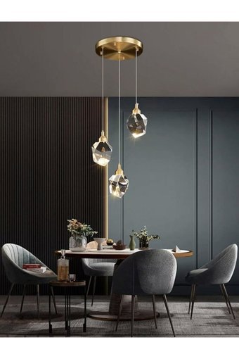 Tt Aydınlatma Tt005-Ldtpl-Kr Tekli Bej Ledli Modern Alüminyum Salon-Oturma Odası Avize