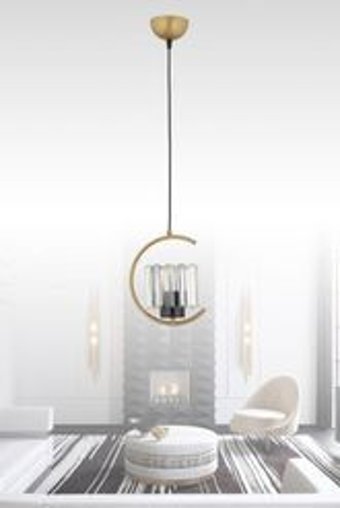 Eslight Tekli Bej Pasta Modern Kumaş Salon-Oturma Odası Avize
