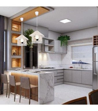 Nylife Tekli Turuncu Halat Rustik Hasır Salon-Oturma Odası Avize
