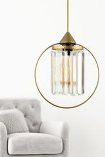 Begüsa Berlin Tekli Beyaz Kristal Taşlı Modern Plastik Salon-Oturma Odası Avize