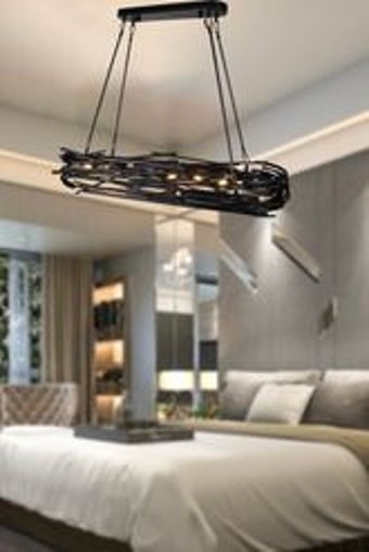 Apliqa 7'li Bej Kristal Taşlı Modern Metal Salon-Oturma Odası Avize