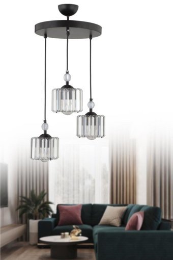 Homing Ayd-1023 Tekli Bej Sarkıt Klasik Kumaş Salon-Oturma Odası Avize
