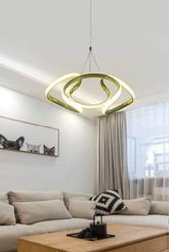 Polataydinlatma Burcu 2'li Bej Sarkıt Modern Metal Salon-Oturma Odası Avize