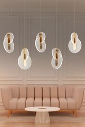 Apliqa Meyo 5'li Altın Küre Modern Metal Salon-Oturma Odası Avize
