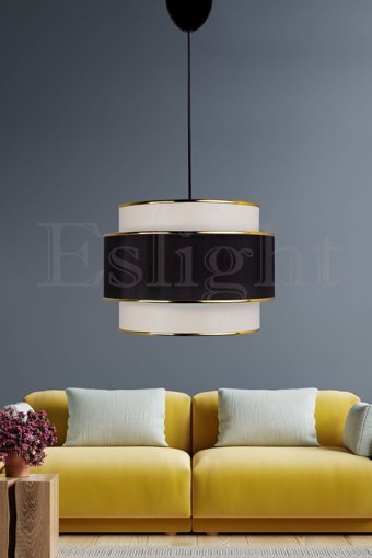 Abralight Milas K34 Tekli Siyah Pasta Modern Plastik Salon-Oturma Odası Avize