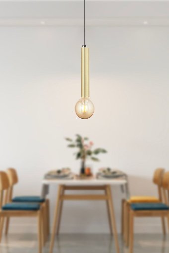 Apliqa Ekin 3'lü Altın Ledli Modern Metal Salon-Oturma Odası Avize