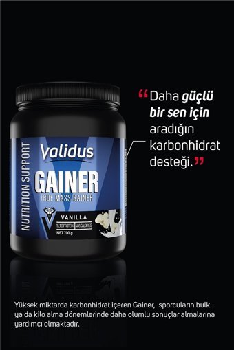 Validus Vanilya Aromalı 7 Servis Kilo Aldırıcı Gainer 700 gr Toz