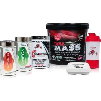 Protouch Nutrition Muz Aromalı 100 Servis Kas Yapıcı Gainer 5000 gr Toz + C-Reaction Kreatin 400 gr + Omega 3-6-9 + Multivitamin