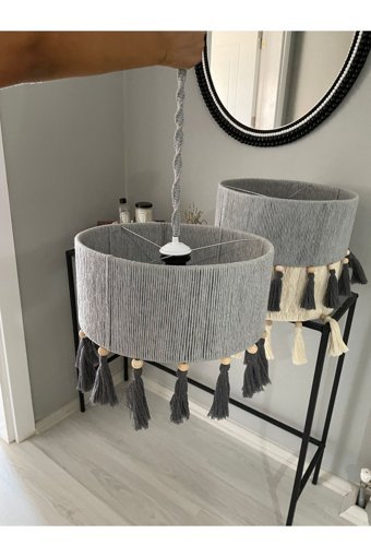 Belezahome Kalpli Tekli Çok Renkli Sarkıt Modern Kumaş Bebek-Çocuk Odası Avize