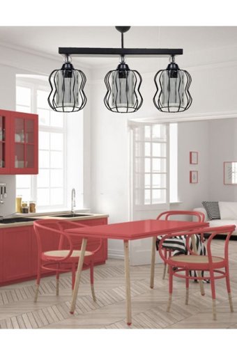 Eslight Lotus E769 3'lü Gri Sarkıt Modern Plastik Salon-Oturma Odası Avize