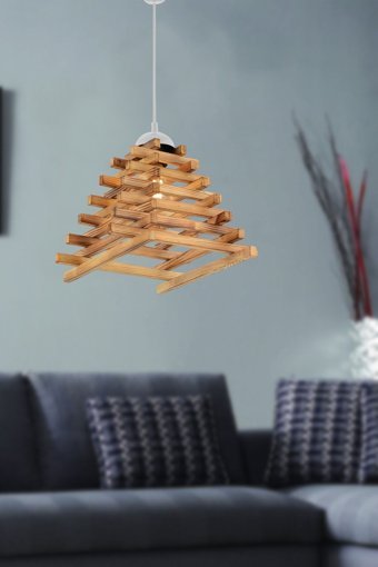 Bby Home & Desıgn Largo Tekli Bej Sarkıt Modern Kumaş Salon-Oturma Odası Avize