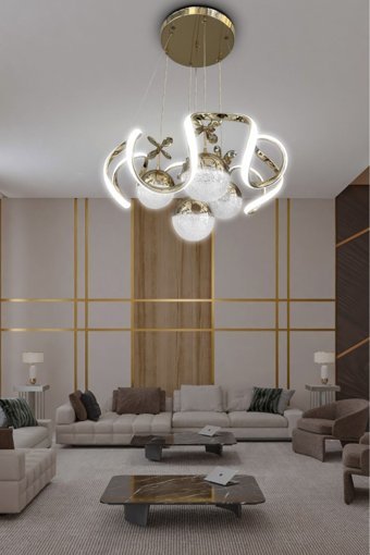 Ladco Aydınlatma A-5130-6G Tekli Altın Ledli Modern Alüminyum Salon-Oturma Odası Avize