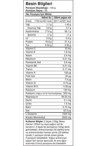 Mysupplement Çikolata Aromalı 30 Servis Kilo Aldırıcı Gainer 3000 gr Toz