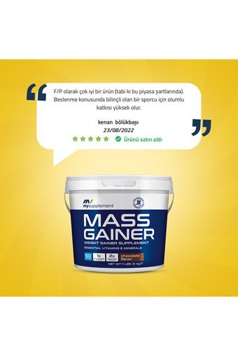 Mysupplement Çikolata Aromalı 30 Servis Kilo Aldırıcı Gainer 3000 gr Toz