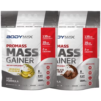 Body Maxx Çikolata - Muz Aromalı 16 Servis Kilo Aldırıcı Gainer 2x1500 gr Toz