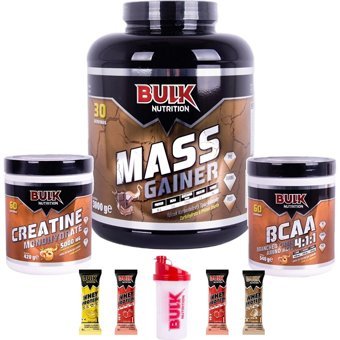 Bulk Nutrition Çikolata Aromalı 30 Servis Kilo Aldırıcı Gainer 3000 gr Toz + Bcaa Şeftali Aromalı 540 gr + Kreatin Şeftali Aromalı 420 gr