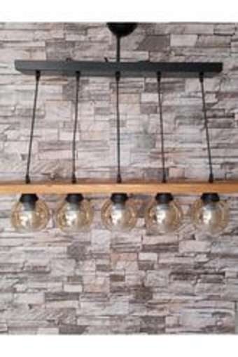 Woodhub Tekli Mavi şapkalı Retro Cam Salon-Oturma Odası Avize