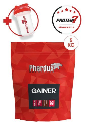 Phardux Nutrition Çikolata Aromalı 20 Servis Kilo Aldırıcı Gainer 5000 gr Toz + Shaker