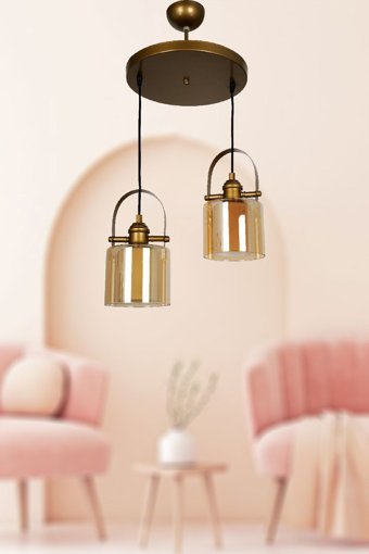 Uçar 4'lü Bej Sarkıt Modern Krom Salon-Oturma Odası Avize