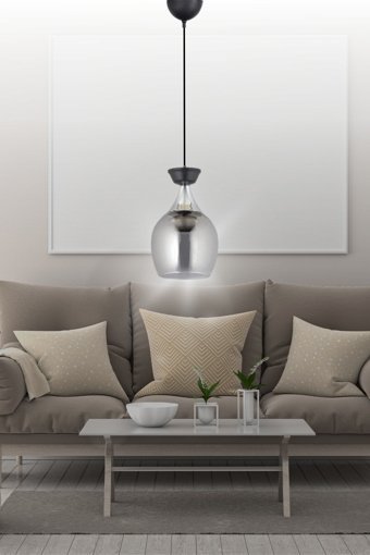 Turkish Belkıs Rattan Tekli Bej Eskitme Bambu Salon-Oturma Odası Avize