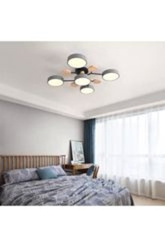 Rmdshop Alya 3'lü Kahverengi Kumandalı plafonyer Modern Ahşap Salon-Oturma Odası Avize