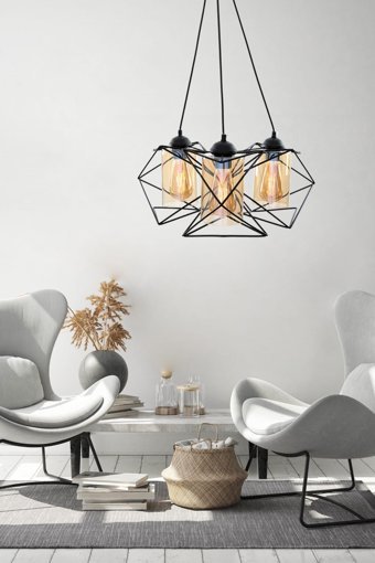 Begüsa Tekli Gri Metal Modern Metal Salon-Oturma Odası Avize