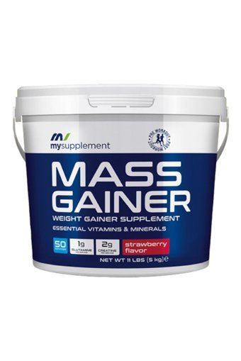 Mysupplement Çilek Aromalı 50 Servis Kilo Aldırıcı Gainer 5000 gr Toz + Kreatin 506 gr + Shaker
