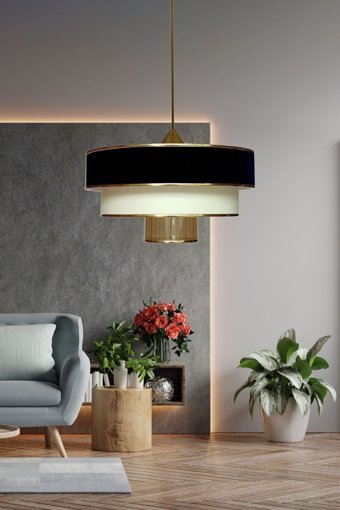 Eray Aydınlatma 7'li Sarı Ledli Modern Metal Salon-Oturma Odası Avize