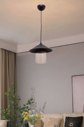 Dekovien Tekli Altın Kumaş Retro Kumaş Salon-Oturma Odası Avize