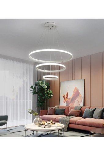 Harnelli 3'lü Gri Metal Modern Krom Salon-Oturma Odası Avize
