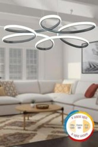 Decorita Tekli Siyah Kristal Taşlı Modern Cam Salon-Oturma Odası Avize