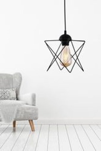 Özpolataydınlatma Hilal Tekli Siyah Metal Modern Metal Salon-Oturma Odası Avize