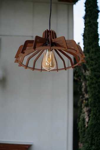 Bk&Tk Design Tekli Turuncu Ahşap Modern Ahşap Antre-Hol Avize