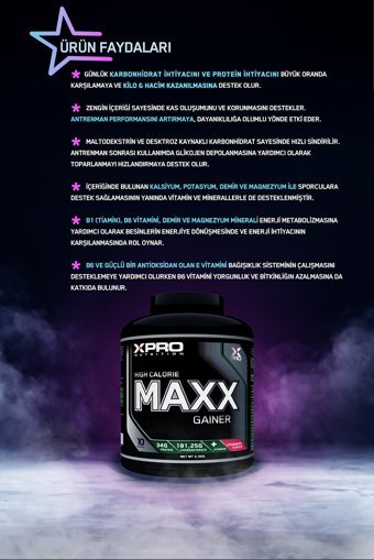 Xpro Nutrition Çilek Aromalı 10 Servis Kilo Aldırıcı Gainer 2500 gr Toz + Shaker