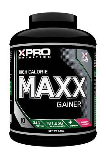 Xpro Nutrition Çilek Aromalı 10 Servis Kilo Aldırıcı Gainer 2500 gr Toz + Shaker