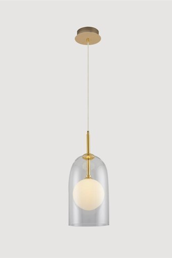 Küre Cam Kure1201Byz Tekli Beyaz Sarkıt Modern Cam Salon-Oturma Odası Avize