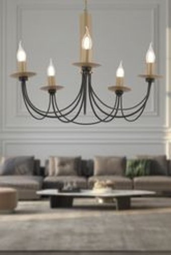 Apliqa Jean 6'lı Bej Metal Modern Krom Salon-Oturma Odası Avize