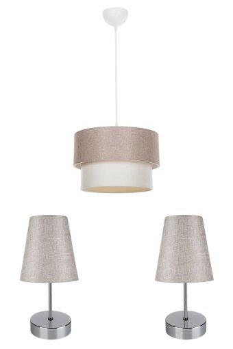Luna Lighting Tekli Bej Plafonyer Modern Krom Salon-Oturma Odası Avize