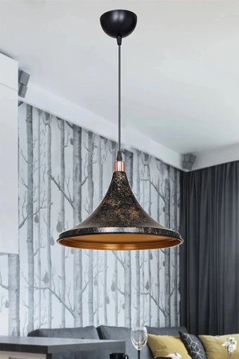 Etsylight Ametist Dizilone 3'lü Siyah Sarkıt Modern Metal Mutfak Avize