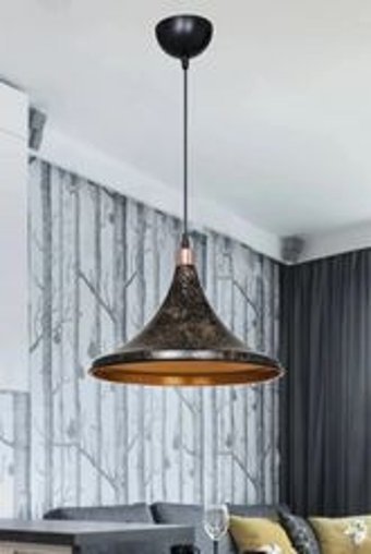 Etsylight Ametist Dizilone 3'lü Siyah Sarkıt Modern Metal Mutfak Avize