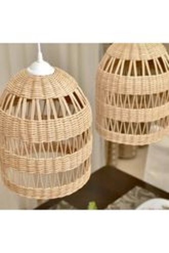 Afralyahome Tekli Ekru Sarkıt Modern Bambu Salon-Oturma Odası Avize