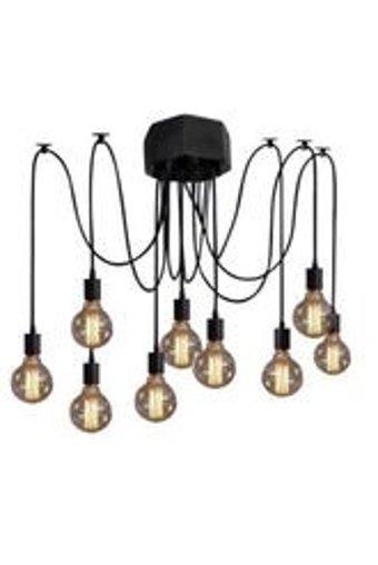 Woodhub 5'li Siyah Hasır Otantik Metal Salon-Oturma Odası Avize