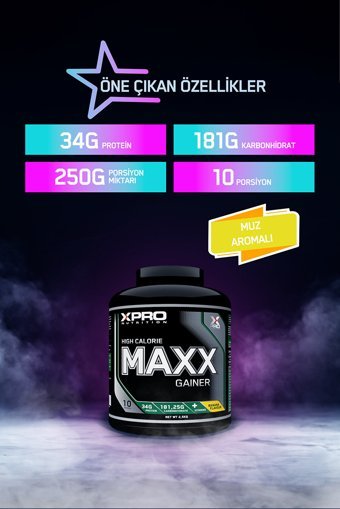 Xpro Nutrition Muz Aromalı 10 Servis Kilo Aldırıcı Gainer 2500 gr Toz + Shaker