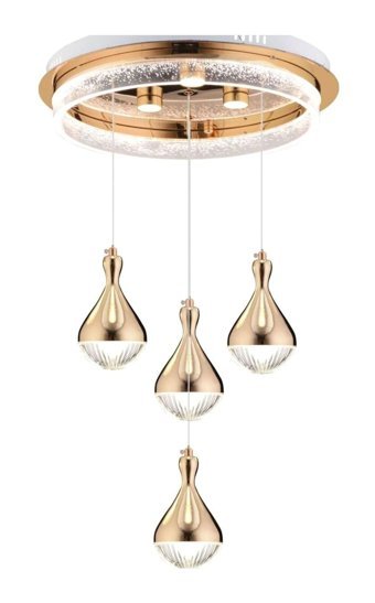 Buiva Tekli Altın Helezon Eskitme Metal Salon-Oturma Odası Avize