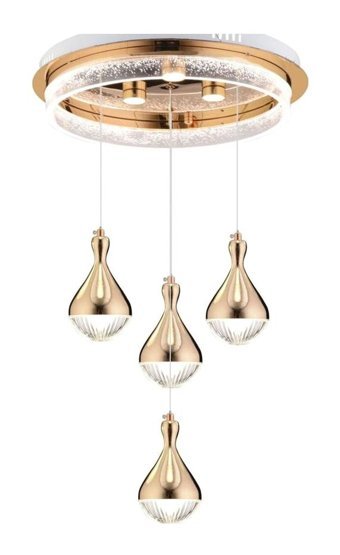 Buiva Tekli Altın Helezon Eskitme Metal Salon-Oturma Odası Avize