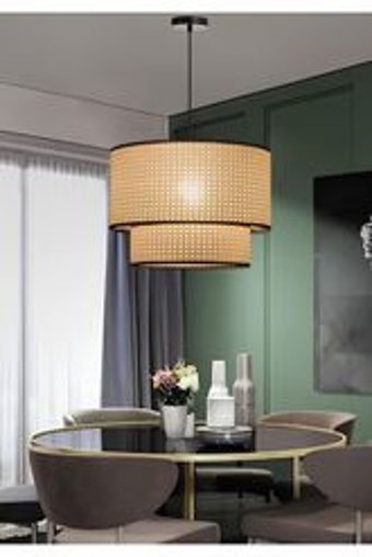 Vivido Abajur Dopia Tekli Bej Kumaş Modern Kumaş Salon-Oturma Odası Avize