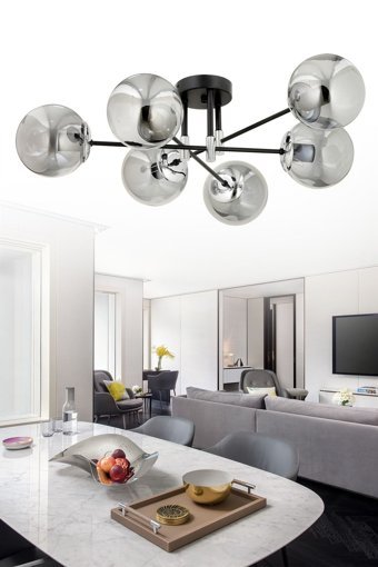 Esdekor Tekli Beyaz Sarkıt Modern Cam Salon-Oturma Odası Avize