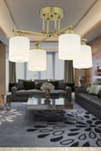 Apliqa Jerome 5'li Sarı Kristal Taşlı Modern Metal Salon-Oturma Odası Avize